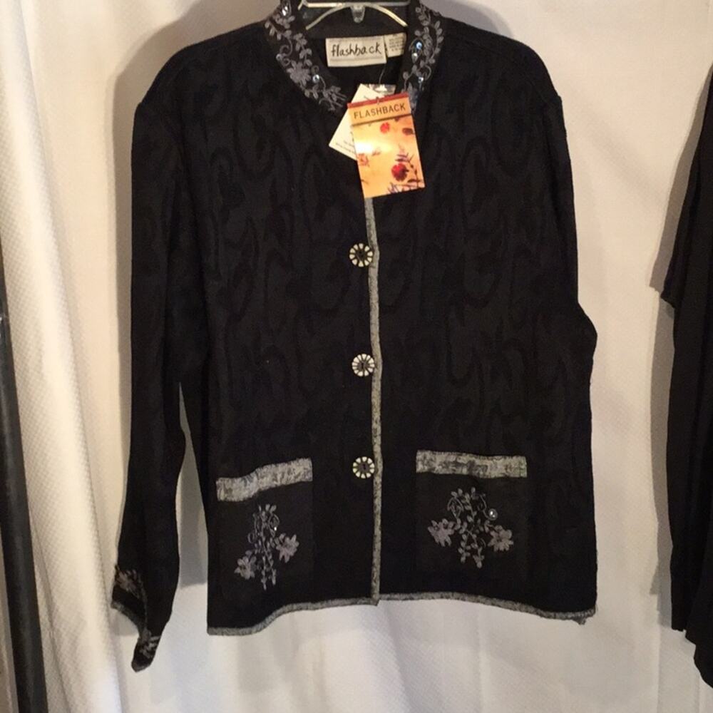 Flashback mandarin collar jacket xl black/grey nwt